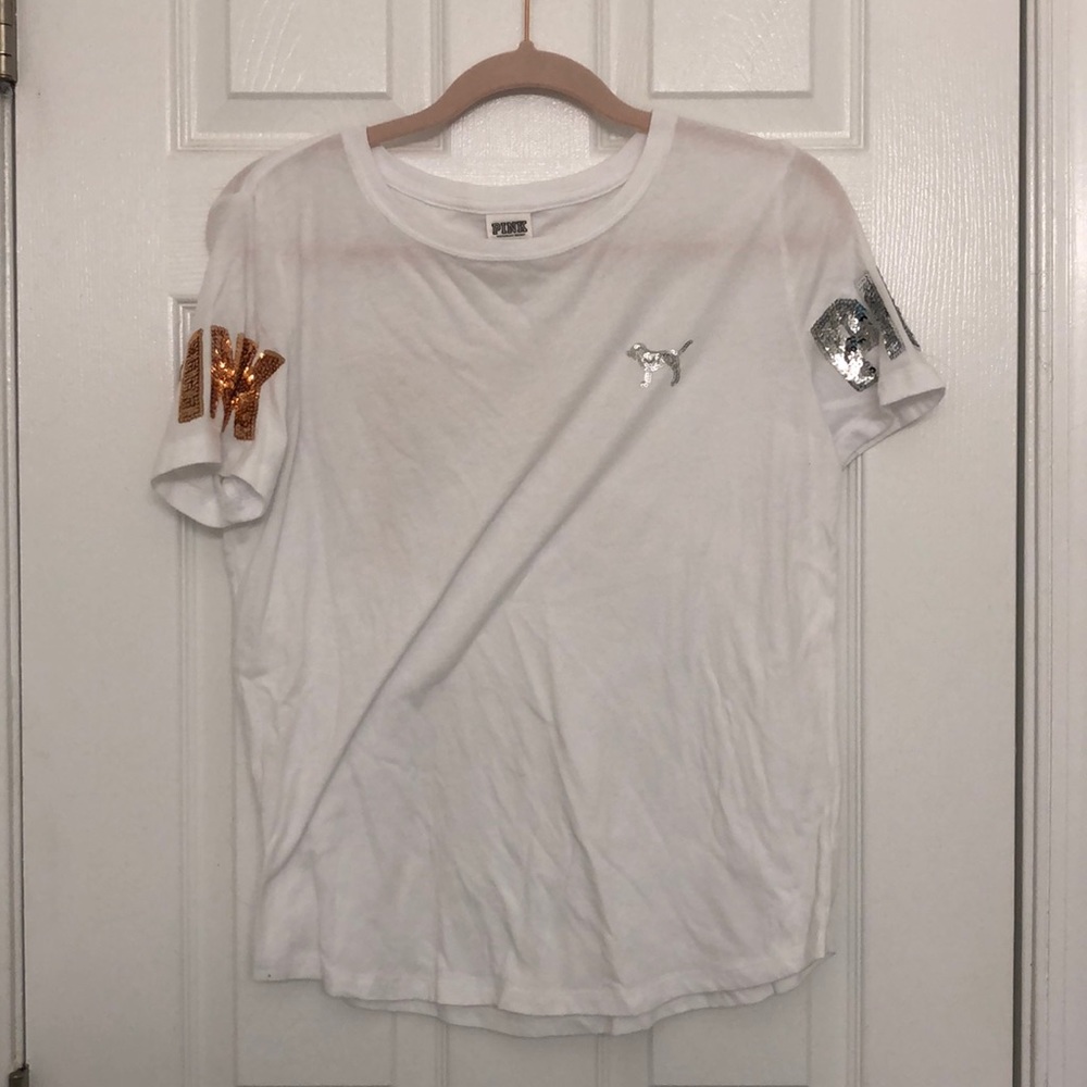 Sequins rose gold and silver pink T-shirt